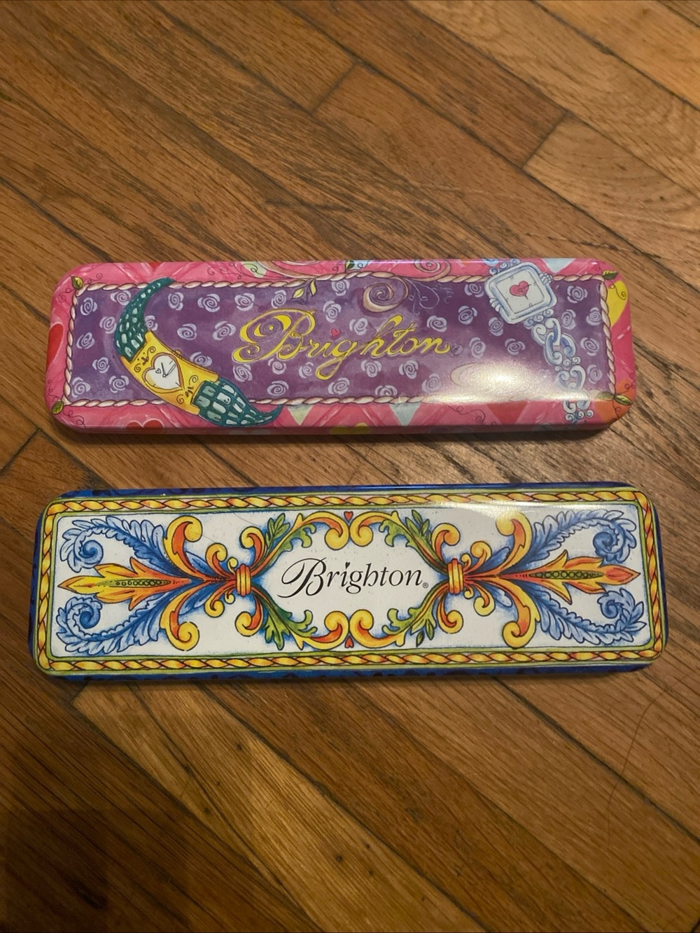 Brighton Decorative Purple and Multicolor Metal Trinket Tins